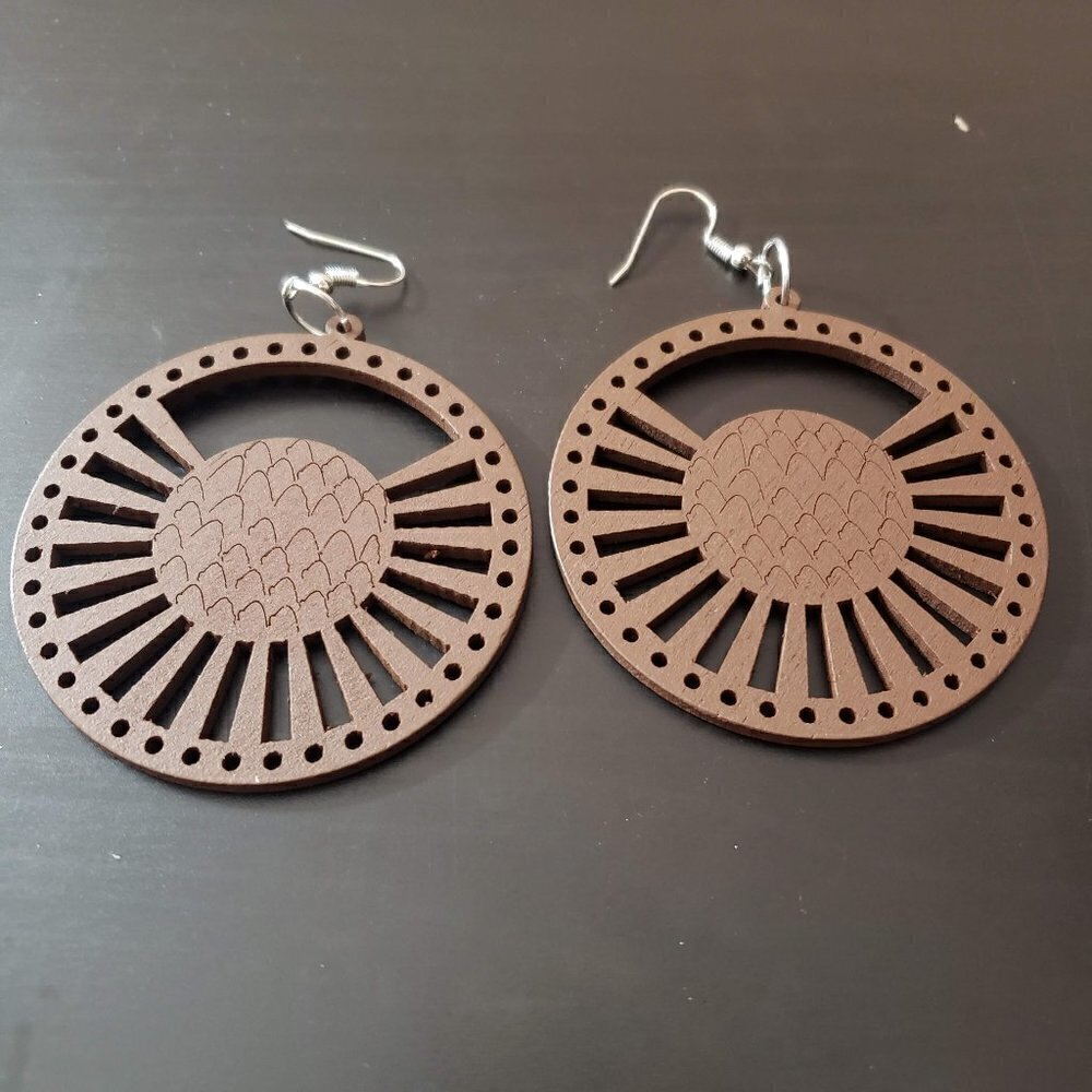 Bohemian Wooden Drop Lightweight Dangle Earrings - Picture 6 of 9
